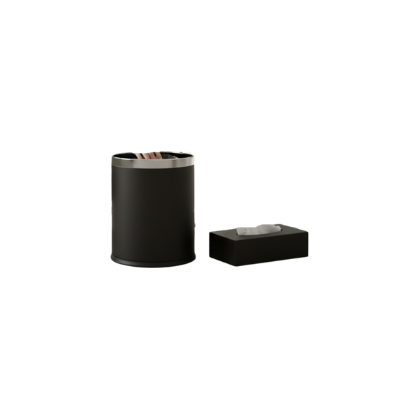 Handcrafted Premium Leather Dustbin Tissue Box Set