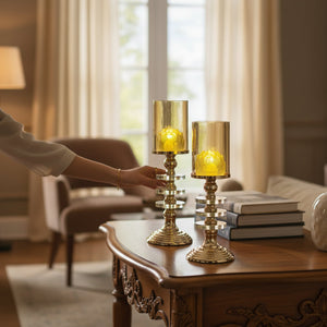 Metal Pillar Candle Holder Set