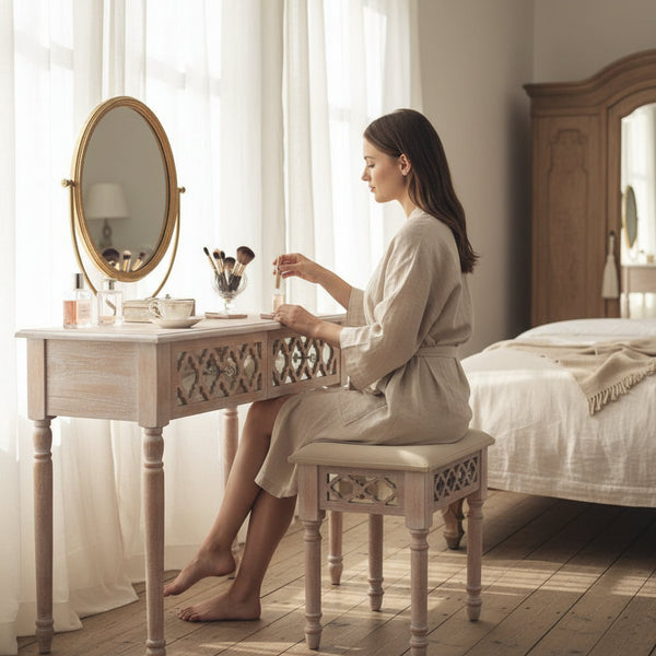 Luxury Heritage MDF Dressing Table with Chair