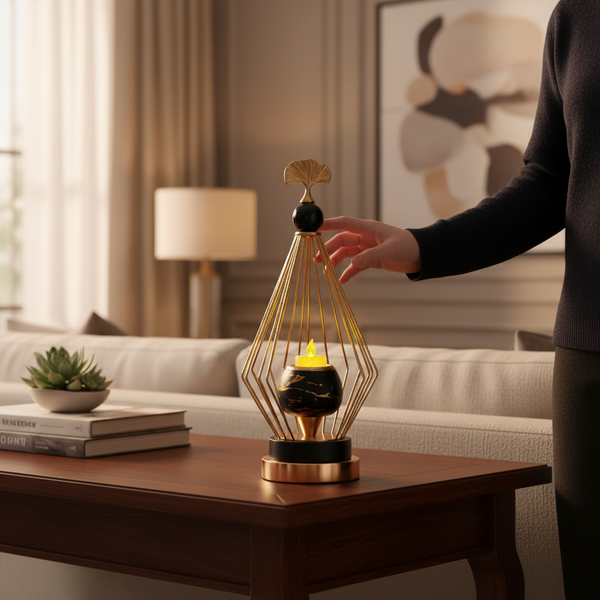 Aurora Bloom Metallic Cage Candle Holder