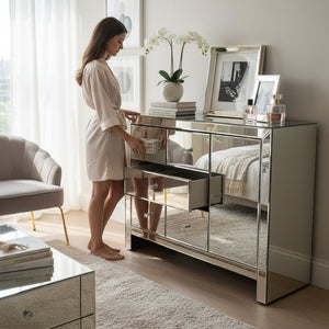 Radiant Luxe Mirrored Accent Console Cabinet
