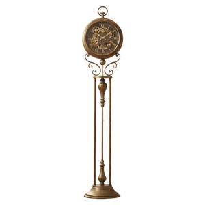 Industrial Black Gear Tripod Standing Clock
