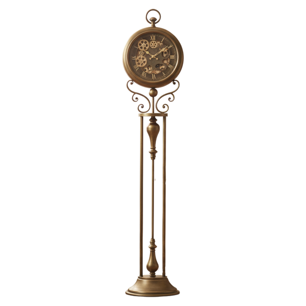 Industrial Black Gear Tripod Standing Clock