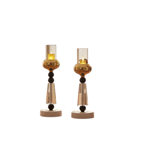 Luna Noir Crystal Candle Holders (Pair)