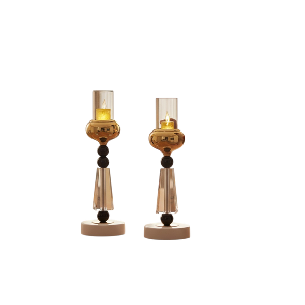 Luna Noir Crystal Candle Holders (Pair)