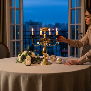 Bohemian Metallic Dining Candle Holder (5in1)