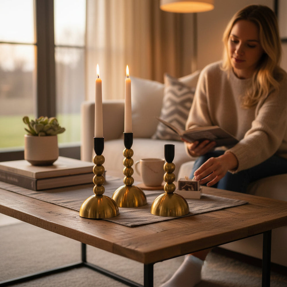Vintage Solid Brass Candle Stand – Classic Antique Home Décor