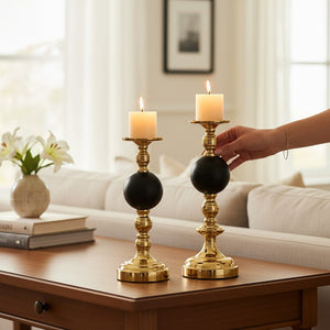 Baroque-Inspired Metallic Candle Stand (Pair)