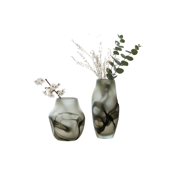 Artisan Grey Glass Floral Vases