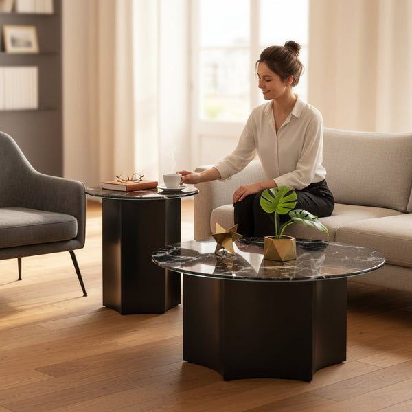 Original Luxe Metallic Centre Table + Coffee Table Set