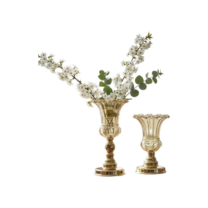 Elegant Gold-Tone Glass Vase Bowl
