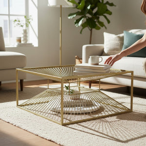 Vintage Brass Glass-Top Center Table