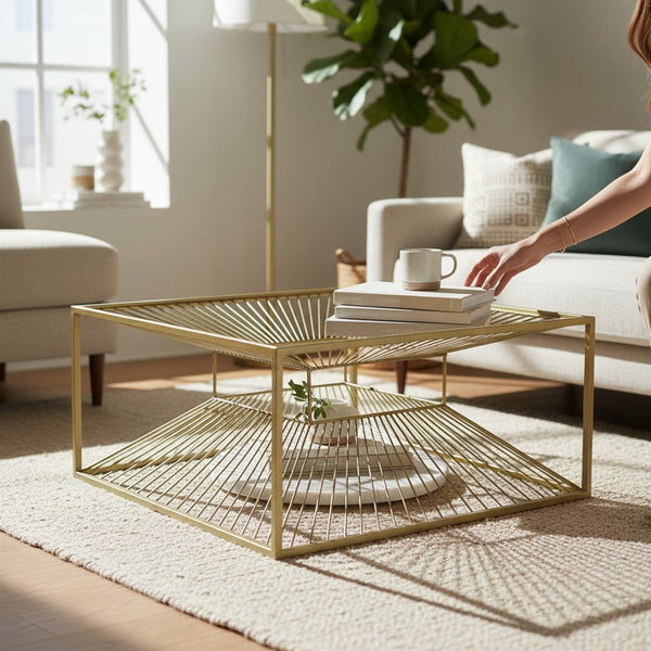 Vintage Brass Glass-Top Center Table