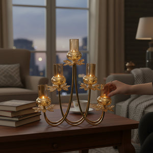Golden Bloom Crystal Lotus Stand