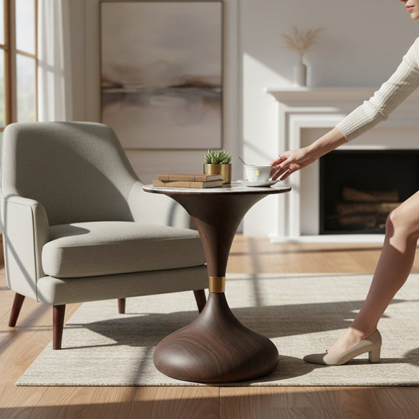 Modern Metallic Marble Top Side Coffee Table