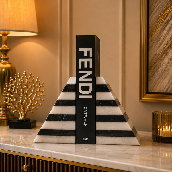 Luxury Black & White Marble Bookends – Set of 2