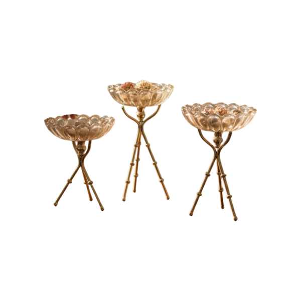 Elegance Glass Tripod Decorative Bowls